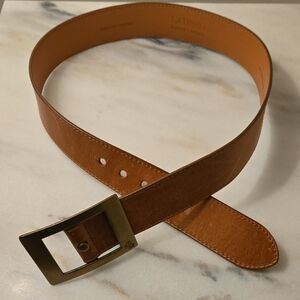 Lauren Ralph Lauren NWOT Tan Leather Belt with Antique Brass Buckle